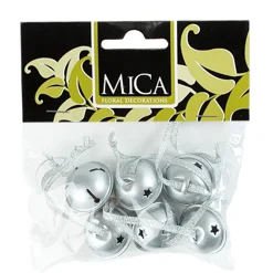 Deko Glöckchen, Metallglöckchen, Schellen mit Klang, silber, Ø2,3cm, 6St/Pckg