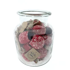 Deko Glocke rot mit Klang, Kuhglocke mit Blumenmuster rot-weiß, 5cm