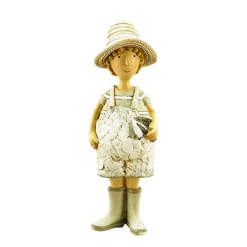 Deko Gärtner, Gärtnerjunge mit Gummistifel und Schaufel, 18cm, Polyresin