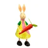Deko Hase, Osterhase mit Kleid gelb, Metallhase mit Karotte, 28cm, Metall