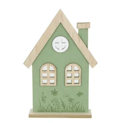 Deko Haus, Filzhaus mit Blumenwiese, grün-natur, 22x30cm, Aufsteller