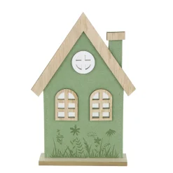 Deko Haus, Filzhaus mit Blumenwiese, grün-natur, 22x30cm, Aufsteller