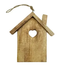 Deko Haus natur, Holzhaus mit Herz, 25x21cm, Hänger