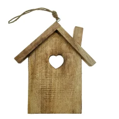 Deko Haus natur, Holzhaus mit Herz, 25x21cm, Hänger