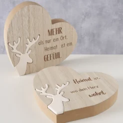 Deko Herz Hirsch, Holzherz mit Hirsch und Spruch: Mehr als nur ein Ort..., 16x15cm, Boltze Home Coll