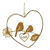 Deko Herz Love, filigranes Rostherz aus dünnen Drähten mit Vögel, 15cm, Hänger, Edelrost