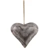 Deko Herz, Metallherz used look braun-grau, inneres Herz gefüllt, 12x12cm, Hänger