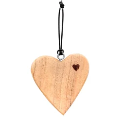 Deko Herz mit Herz, Holzherz mit kleinem Herz, 7x7cm, Hänger