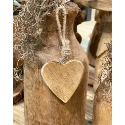 Deko Herz natur, Holzherz zum Hängen natur, 8x8cm, Hänger