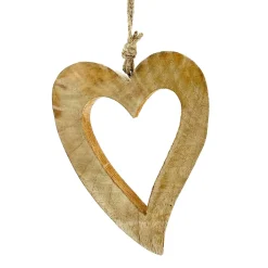Deko Herz natur, Holzherz offen, 21x17cm, Hänger