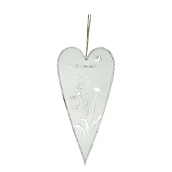 Deko Herz Willkommen, Metallherz mit Blumenmotiv weiß shabby chic , 14x12cm, Hänger