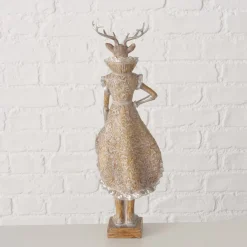 Deko Hirsch Jenno, edler Winterhirsch im Frack oder Kleid, 42cm, Boltze Home Collections