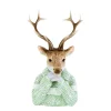 Deko Hirsch, Winterhirsch mit Pullover, Hirschbüste, mintgrün, 18cm, Polyresin