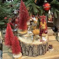 Deko Hirsche, Filzhirsche mit Schal, 17+20cm, 2-fach sort, Set/2