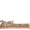 Deko Holzaufsteller Willkommen, Schriftzug Willkommen auf Holzsockel, 48x12cm