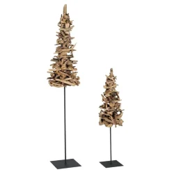 Deko Holzbaum Driftholz, Weihnachtsbaum Naturholz auf Metallständer, 85cm, WMG Grünberger