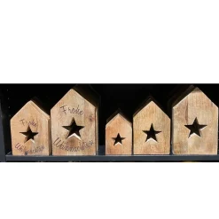 Deko Holzhaus Frohe Weihnachten, Haus mit Stern, 19x12cm, Mangoholz