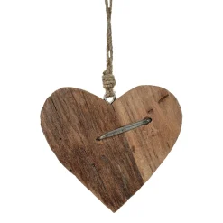 Deko Holzherz, rustikales Herz aus Naturholz mit Hufnagel, 20cm, Hänger
