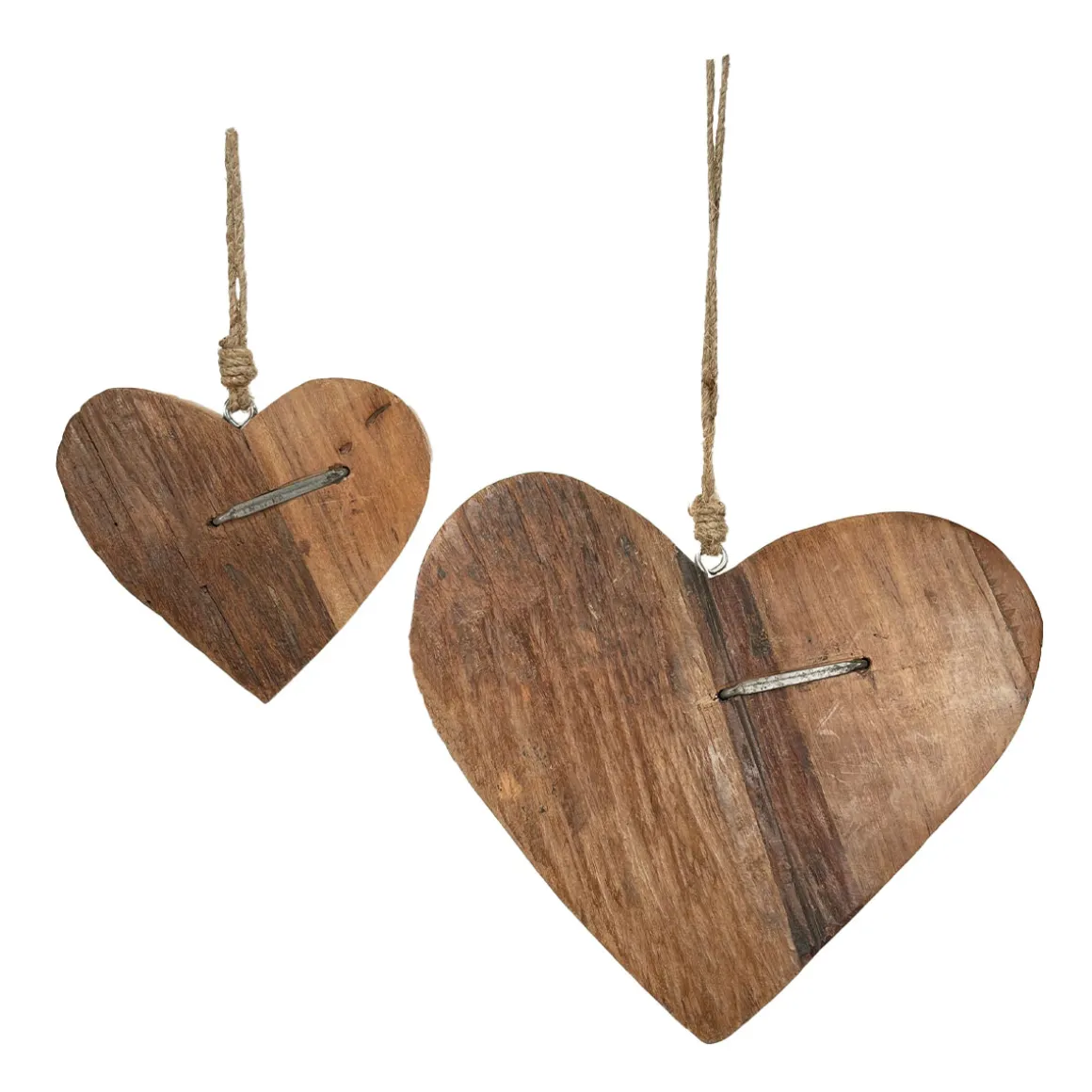 Deko Holzherz, rustikales Herz aus Naturholz mit Hufnagel, 20cm, Hänger