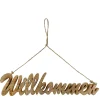 Deko Holzhänger mit Schriftzug Willkommen, 52x12cm, Mangoholz
