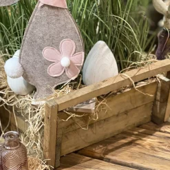 Deko Holzkiste Naturholz, Pflanzkorb mit 4 Unterteilungen und Griffe, 35x34cm