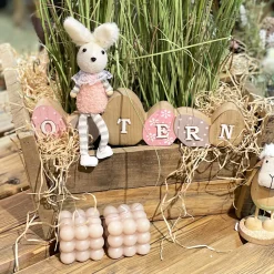 Deko Holzkiste Naturholz, Pflanzkorb mit 4 Unterteilungen und Griffe, 35x34cm