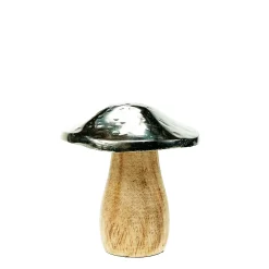 Deko Holzpilz, Fliegenpilz mit silberner Kappe, 7x7cm