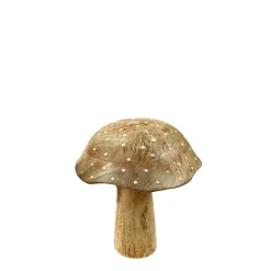 Deko Holzpilz, Fliegenpilz natur, breite Kappe, 15x13cm