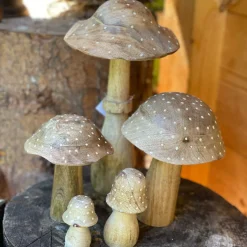 Deko Holzpilz, Fliegenpilz natur, breite Kappe, 15x13cm