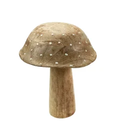 Deko Holzpilz, Fliegenpilz natur, breite Kappe, 20x15cm