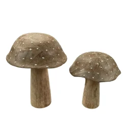 Deko Holzpilz, Fliegenpilz natur, breite Kappe, 20x15cm