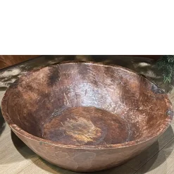 Deko Holzschale Rustikal, große braune, handgefertigte Schale aus Holz, Ø38cm