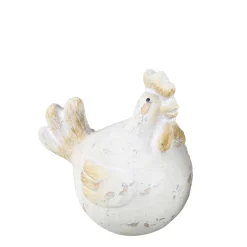 Deko Huhn, Keramikhuhn, Henne cremeweiß used look, 13cm