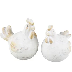 Deko Huhn, Keramikhuhn, Henne cremeweiß used look, 13cm