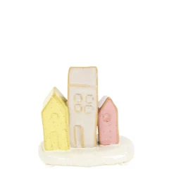 Deko Häuser, kleine Häuserzeile, 3 Keramikhäuschen, 8cm