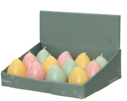 Deko Kerze Ei, Osterkerze in eiform, gesprenkelt rosa, mint oder gelb, 5cm