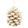 Deko Kerze Tannenzapfen beschneit, Zapfenkerze cremeweiß, 15cm, Wachs