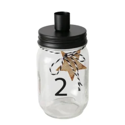 Deko Kerzengläser Advent, Kerzenhalter mit Zahlen 1-4 und Holzstern, Boltze Home Collections