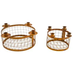 Deko Kerzenhalter Gitterkob, Kerzenhalter aus Rost für Stabkerzen, 22x14cm, Metall