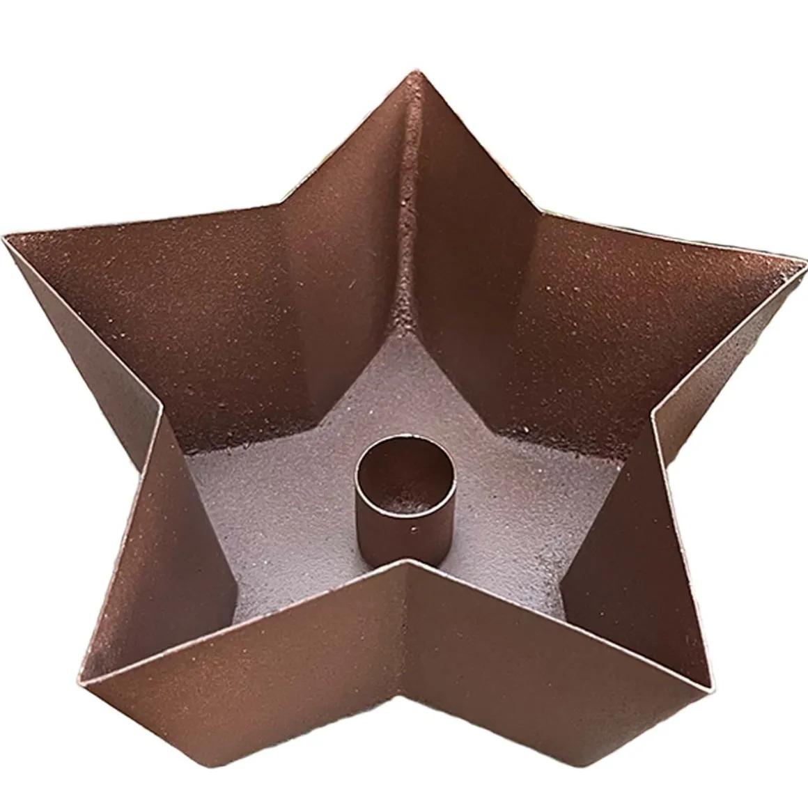 Deko Kerzenhalter Stern, Kerzenhalterschale für Stabkezen, dunkelbraun, 11x5cm, Metall