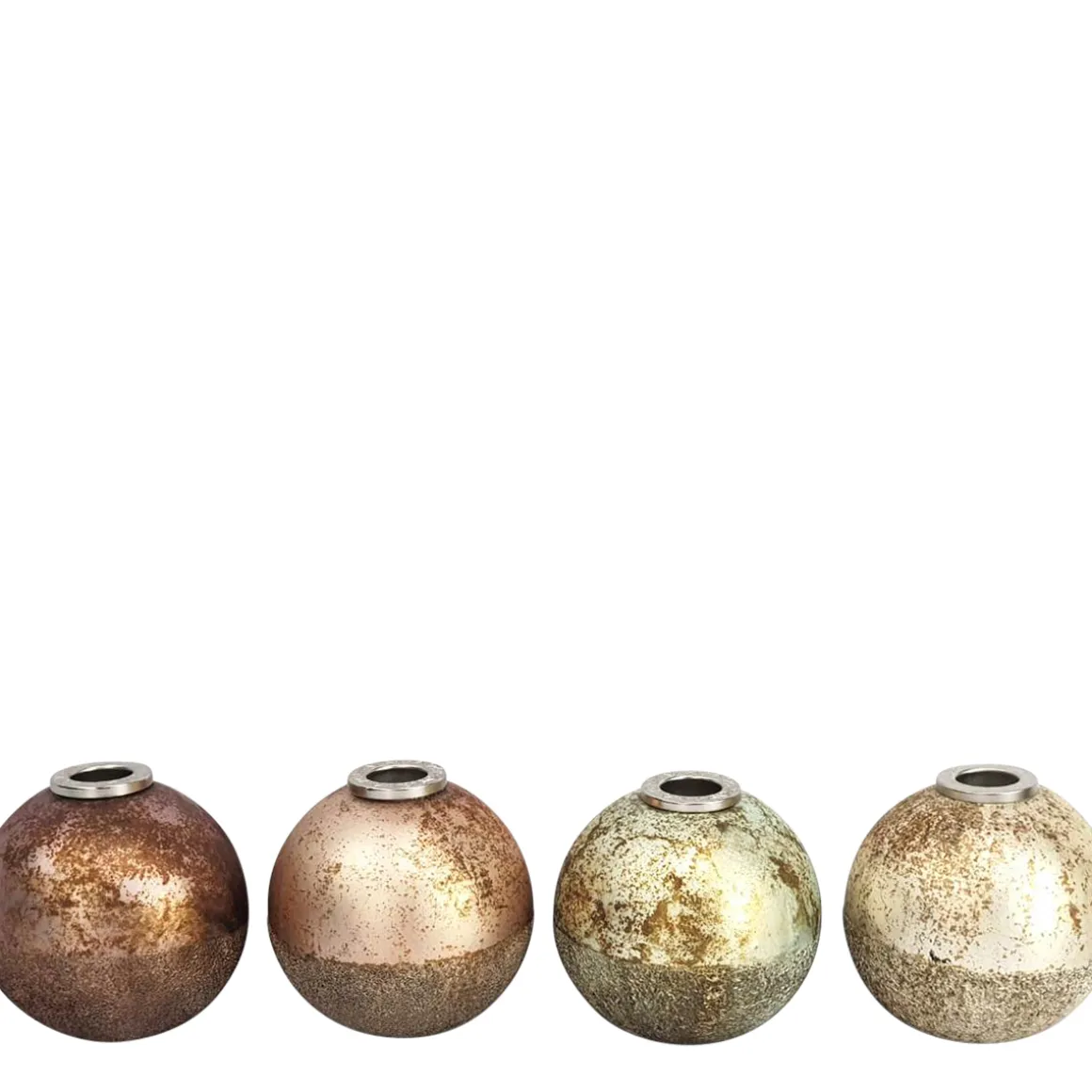 Deko Kerzenhalter Weihnachtskugel, gold-, blau- oder rosetöne, Ø10cm, rustikaler Stabkerzenhalter