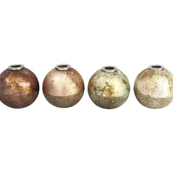 Deko Kerzenhalter Weihnachtskugel, gold-, blau- oder rosetöne, Ø10cm, rustikaler Stabkerzenhalter