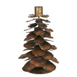 Deko Kerzenständer Zapfen gold antik, Kerzenhalter 21cm, Ib Laursen