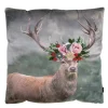 Deko Kissen Hirsch Fleury, Rotwild Hirsch mit Blumen, 45x45cm, Mars & More