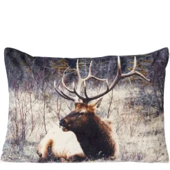 Deko Kissen Hirsch Palco, Samtkissen Winterhirsch liegend, 40x60cm, Boltze Home Collections