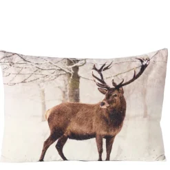 Deko Kissen Hirsch Palco, Samtkissen Winterhirsch stehend, 40x60cm, Boltze Home Collections