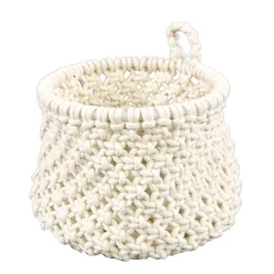 Deko Korb Boho gehäckelt, Makramee-Korb mit Schlaufe, 16x13cm