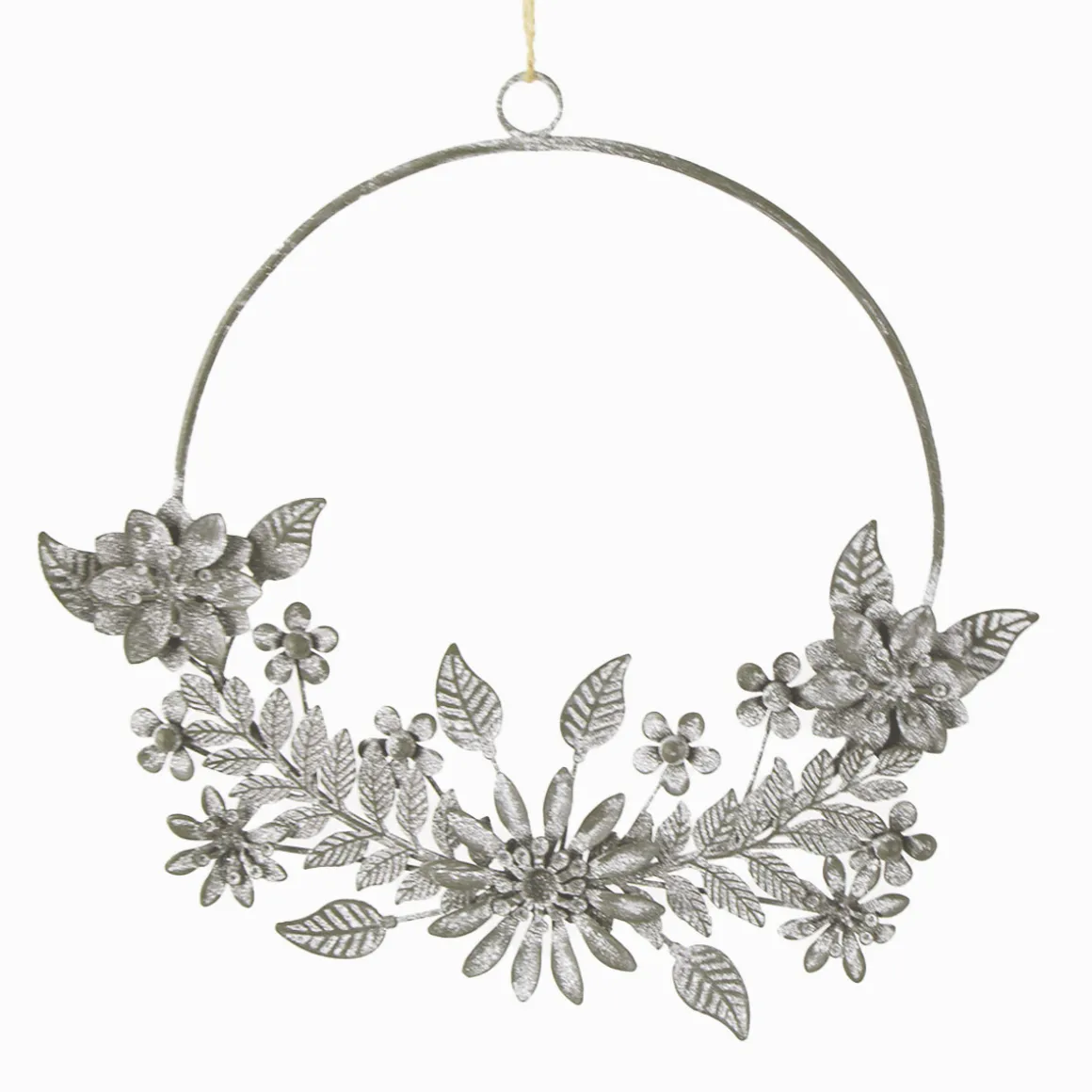 Deko Kranz Blumen shabby chic, filigraner Blumenkranz aus Zink, Türkranz, Ø20cm, Hänger