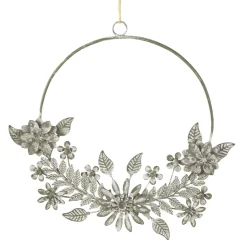 Deko Kranz Blumen shabby chic, filigraner Blumenkranz aus Zink, Türkranz, Ø20cm, Hänger