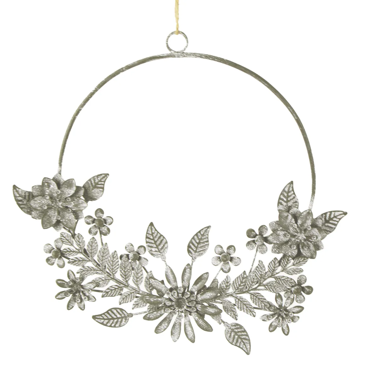 Deko Kranz Blumen shabby chic, filigraner Blumenkranz aus Zink, Türkranz, Ø20cm, Hänger